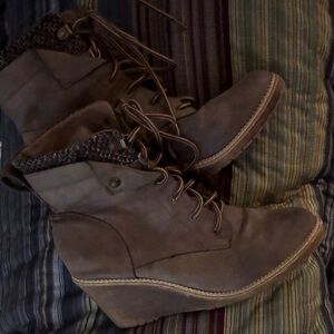 Women's Brown Wedge Boots